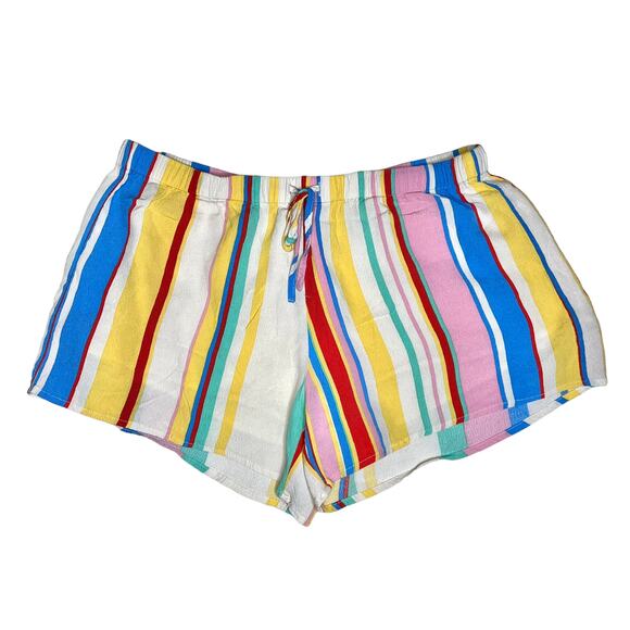 Lulus Rainbow Stripe Drawstring Waist Shorts Small - Picture 1 of 11